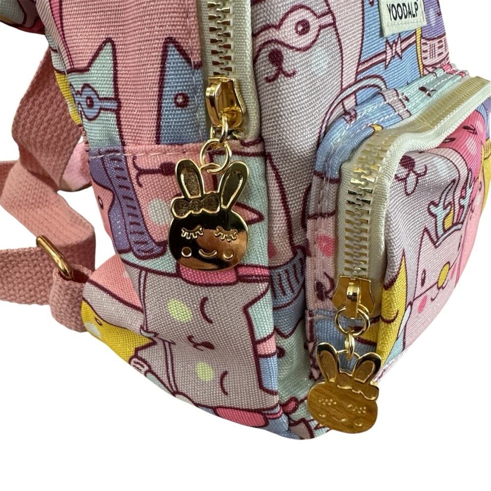 NWOT Yodalp Kids Backpack Adjustable Straps Light Pink Cat Print Cat Ears Mini - Picture 2 of 7